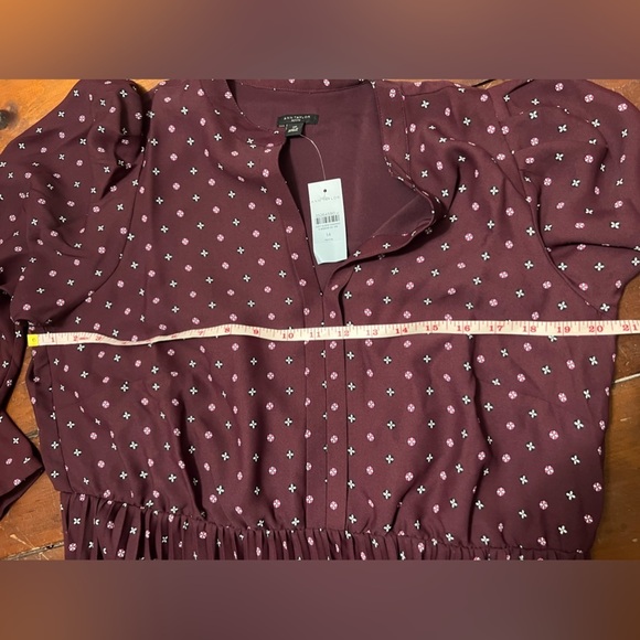 Ann Taylor NWT 14P Petite Geo Pleated Long Sleeve Flare Dress Fall 2023 - Picture 10 of 10